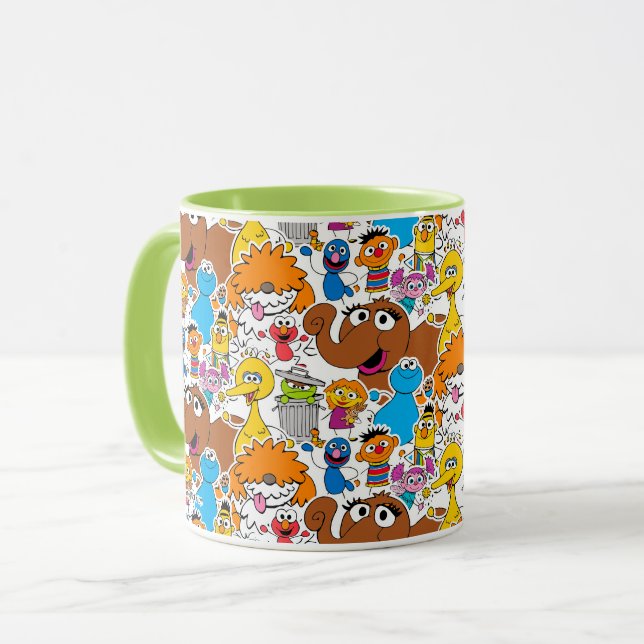 Mug Modèle de gribouillis des amis de 1, rue Sésame (Devant gauche)