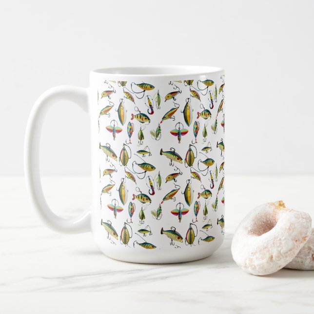 Mug Modèle de lot de leurres de pêche (Avec donut)