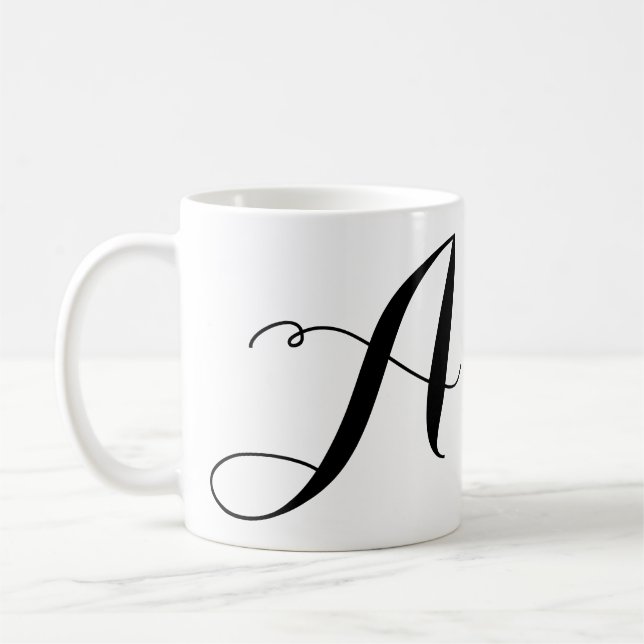Mug Modèle de nom initial de script grand format perso (Gauche)