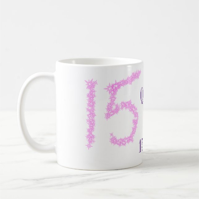 Mug Modèle de paillettes roses pour les 15 ans de Quin (Gauche)