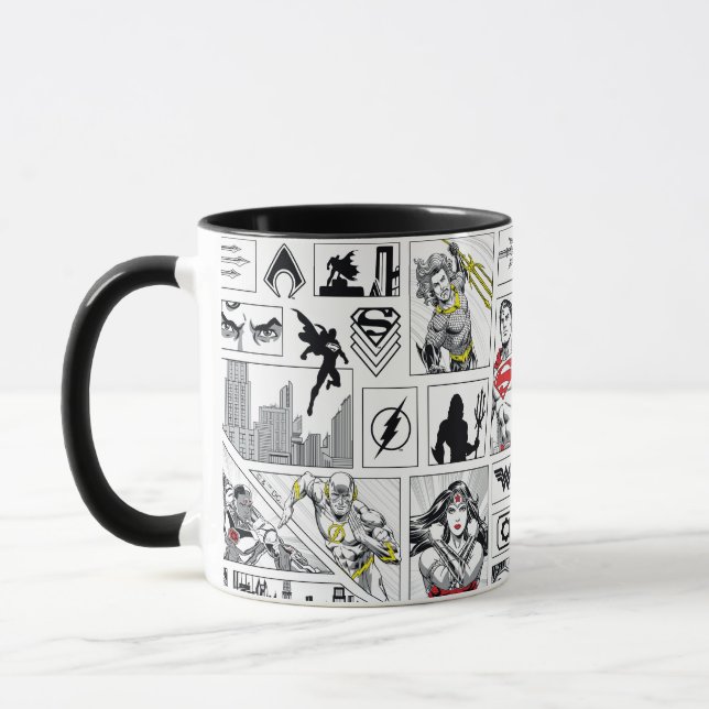 Mug Modèle de panneau héroïque de la Ligue de justice (Gauche)