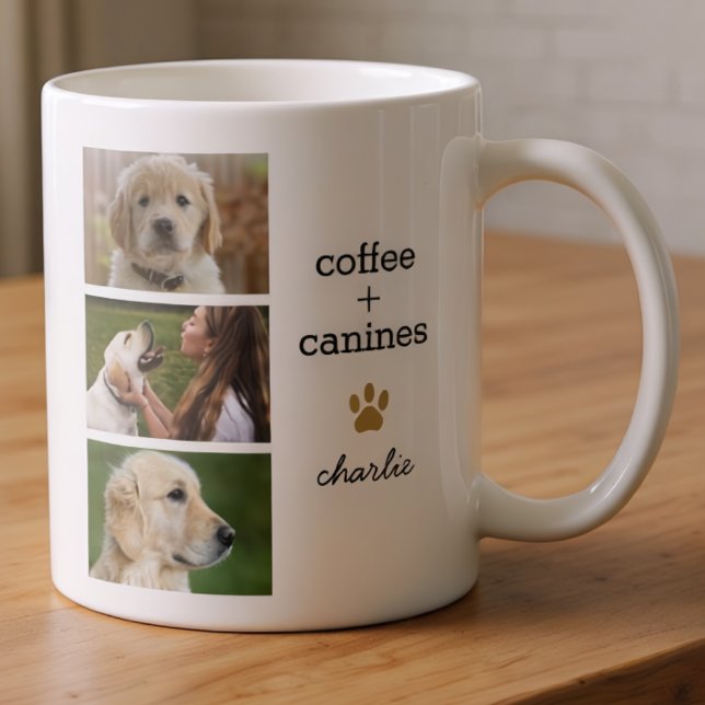 Mug Modèle de photo amateur de chien typographie nom m (Créateur téléchargé)