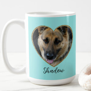 Mug Modèle de photo Paillettes Cœur avec nom personnal