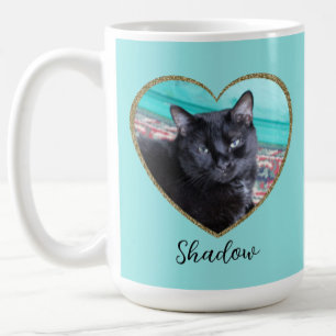 Mug Modèle de photo Paillettes Cœur avec nom personnal