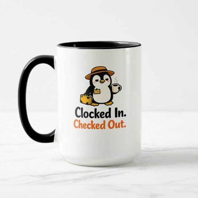 Mug Modèle de pingouin drôle pointé et parti (Gauche)