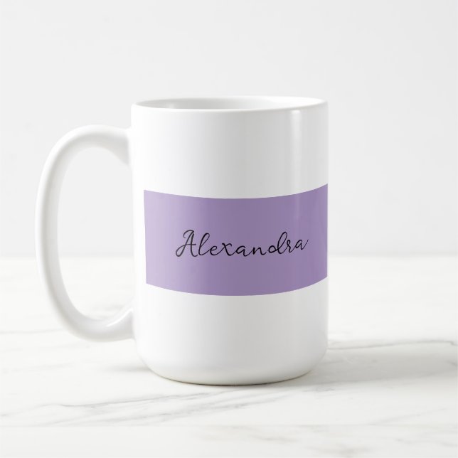 Mug Modèle de rayure violette avec nom (Gauche)