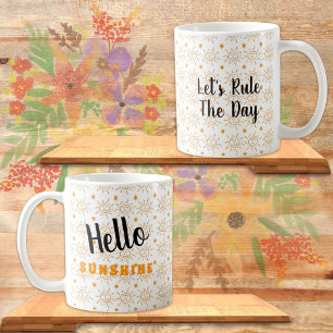 Mug Modèle de texte à motif de soleil orange amusant
