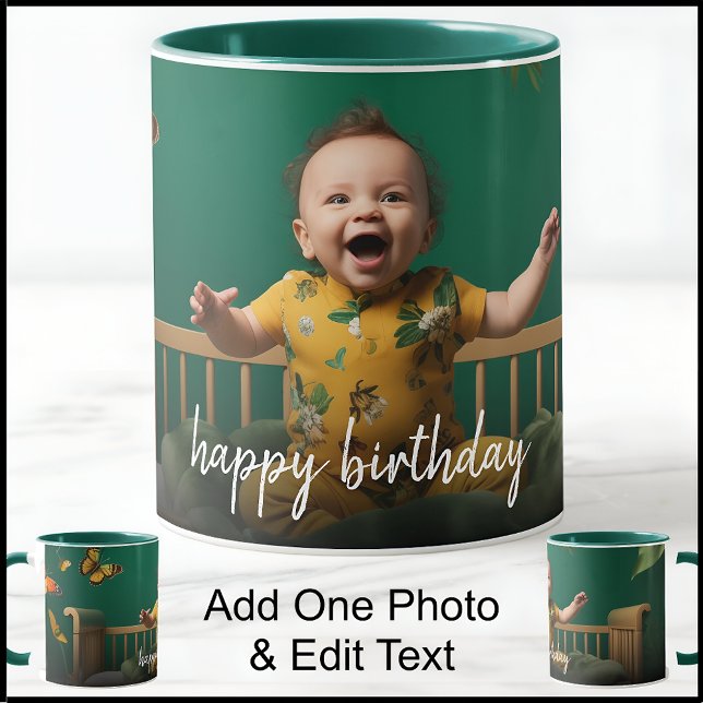 Mug Modèle de texte élégant pour une photo d'anniversa (Créateur téléchargé)