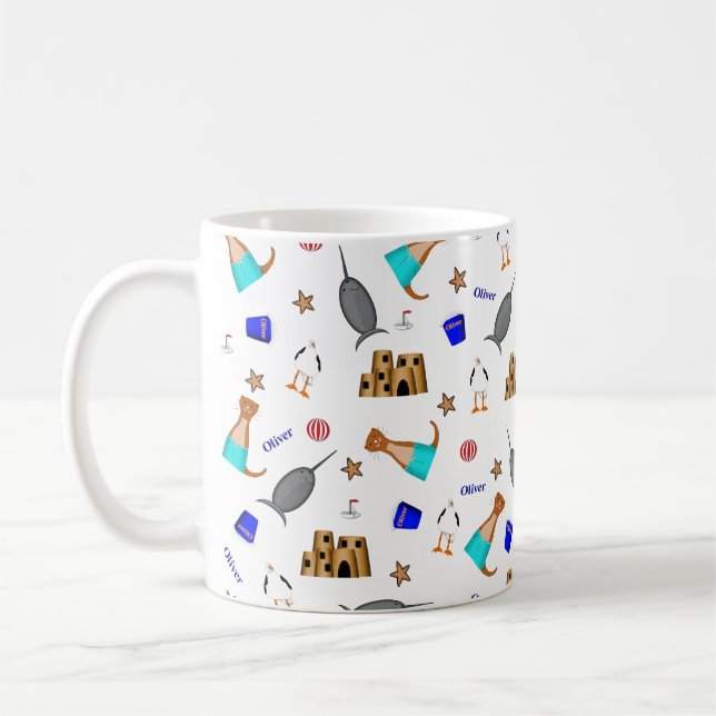 Mug Modèle de vacances d'été à la plage d'Oliver la lo (Gauche)