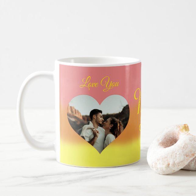 Mug Modèle du coeur photo Sunrise Couple (Avec donut)