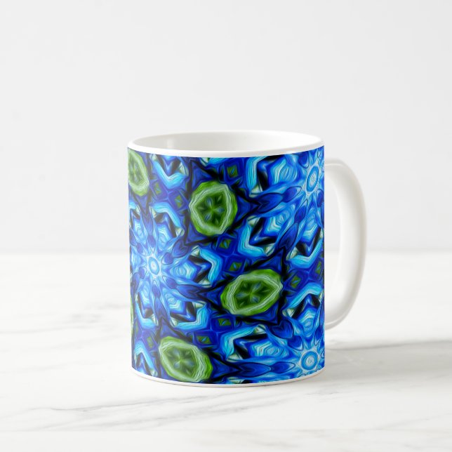Mug Modèle Floral bleu Abstrait (Devant droit)