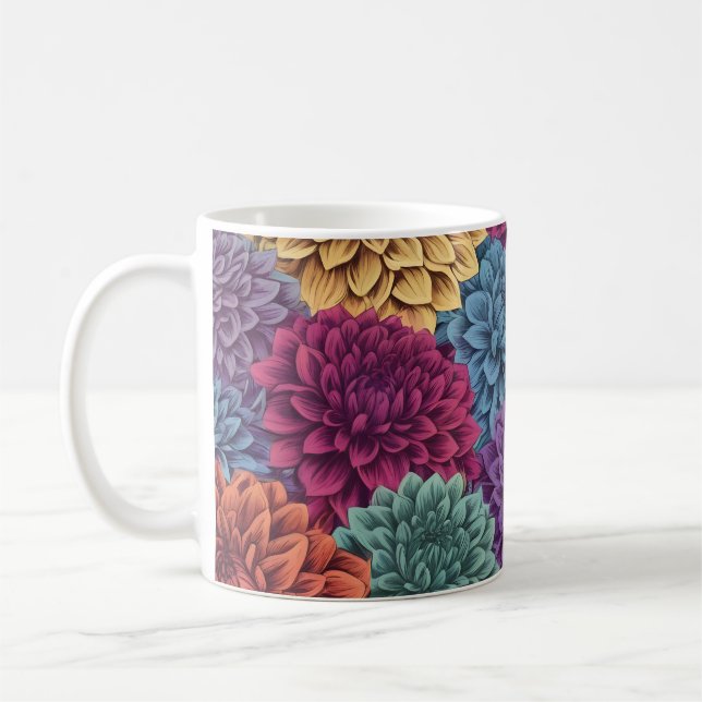 Mug Modèle floral dahlia coloré (Gauche)