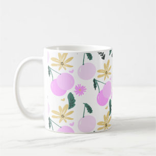 Mug Modèle floral de cerisier verdure jaune rose