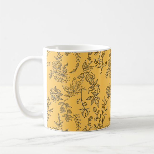 Mug Modèle floral de pays français jaune (Gauche)
