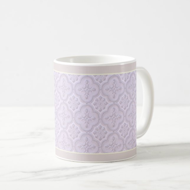 Mug Modèle Floral Décoratif En Mauve (Devant droit)