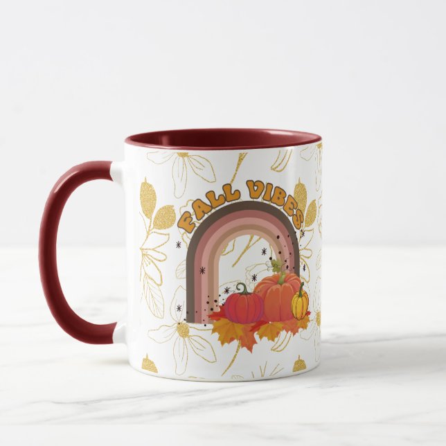 Mug Modèle Floral D'Or Avec Des Vibes D'Automne Confor (Gauche)