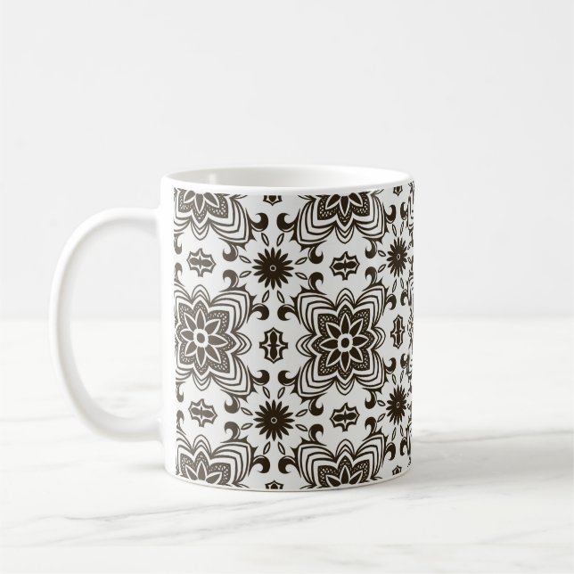 Mug Modèle floral géométrique noir et blanc (Gauche)