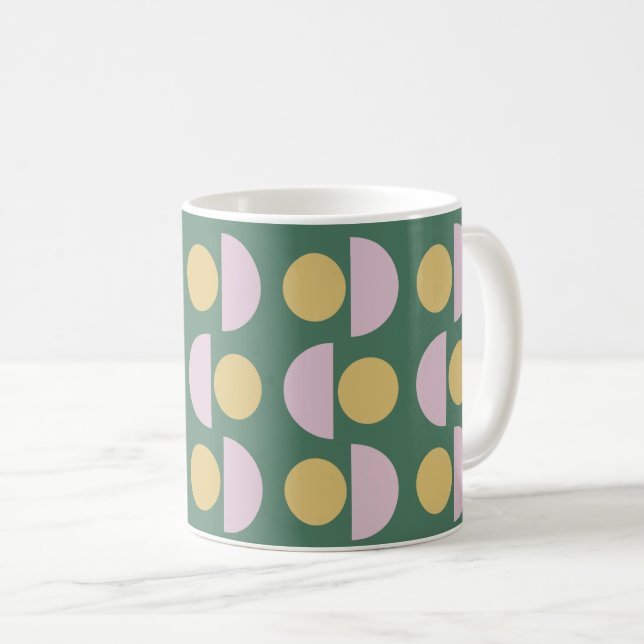 Mug Modèle floral géométrique scandinave en vert (Devant droit)