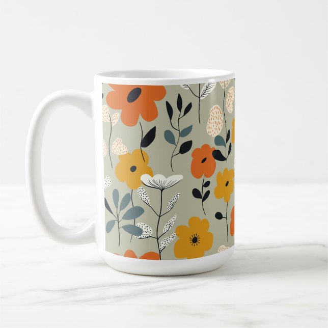 Mug Modèle Floral Inspiré Au Milieu Du Siècle (Gauche)