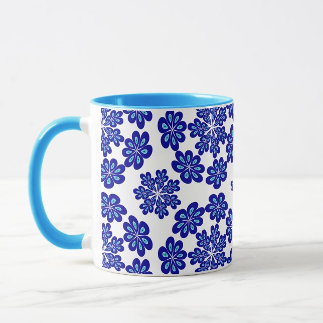 Mug Modèle floral mignon moderne et amusant Oeil bleu (Gauche)