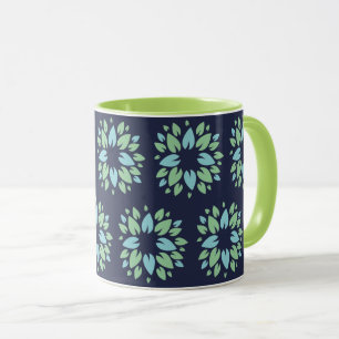 Mug Modèle Floral moderne bleu foncé