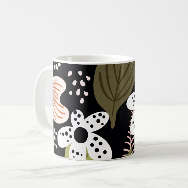 Mug Modèle floral moderne de Joli feuillage (Devant gauche)