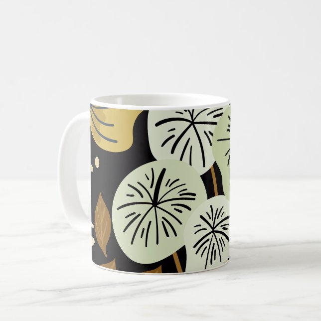 Mug Modèle floral moderne de Joli feuillage (Devant gauche)