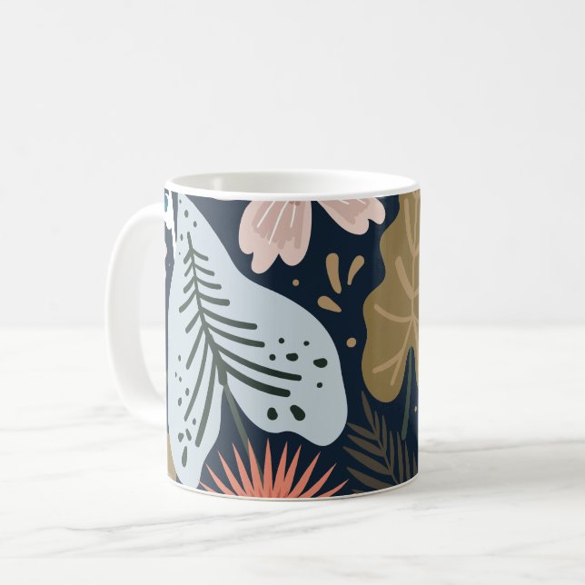 Mug Modèle floral moderne de Joli feuillage (Devant gauche)