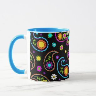 Mug Modèle floral moderne de Neon Paisley