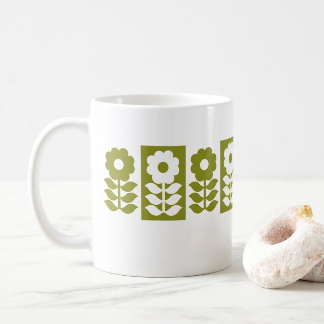 Mug Modèle Floral Moderne Du Milieu Du Siècle (Avec donut)