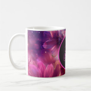 Mug Modèle floral néon avec Monogramme