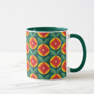 Mug Modèle Floral Orange Moderne Du Milieu Du Siècle