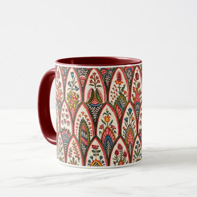 Mug MODÈLE FLORAL ORIENTAL Fleurs colorées Feuilles (Devant gauche)