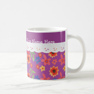 Mug Modèle floral personnalisé sur Magenta, Faux Lace