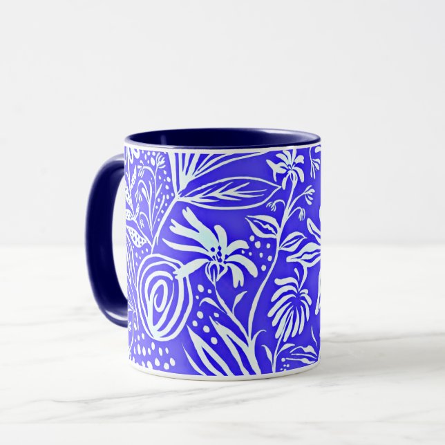 Mug Modèle Floral Préféré, Bleu Périvent, (Devant gauche)