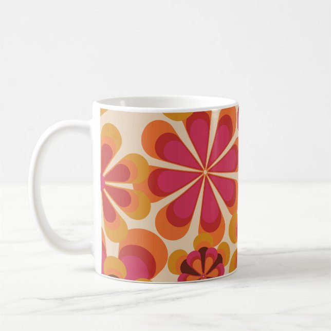 Mug Modèle floral rétro les années 70 sans couture ave (Gauche)