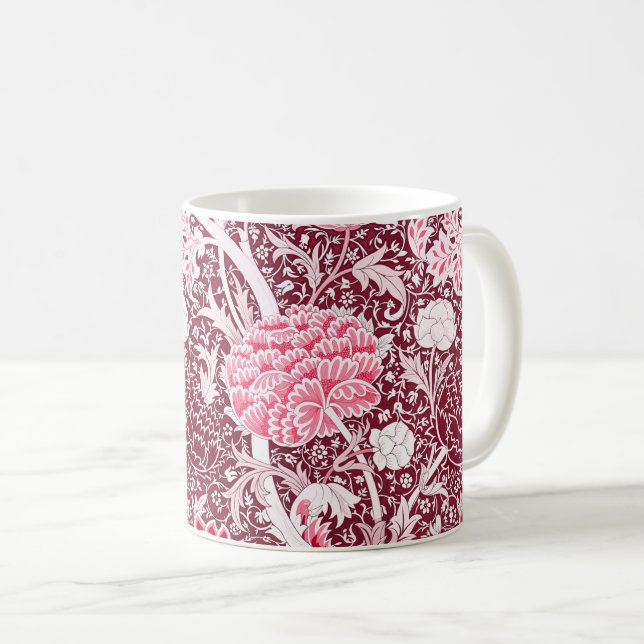 Mug Modèle floral rose or William Morris (Devant droit)