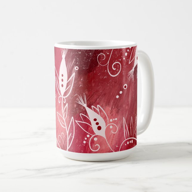 Mug Modèle Floral rouge (Devant droit)