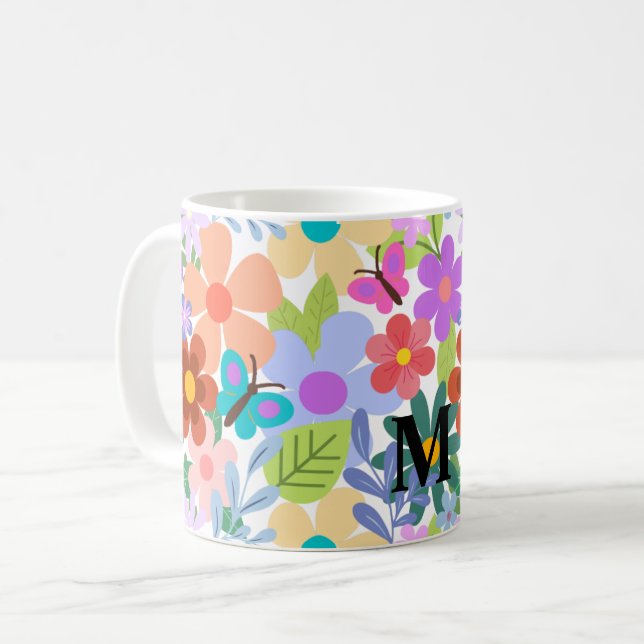 Mug Modèle floral tendance personnalisé (Devant gauche)