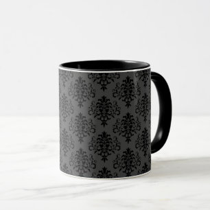 Mug Modèle gothique gris noir Damas