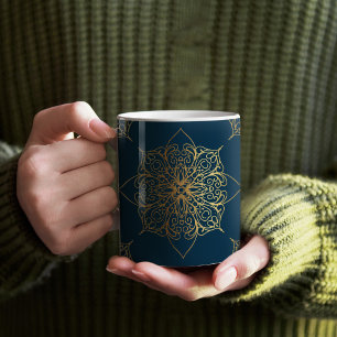 Mug Modèle Mandala Damask Or
