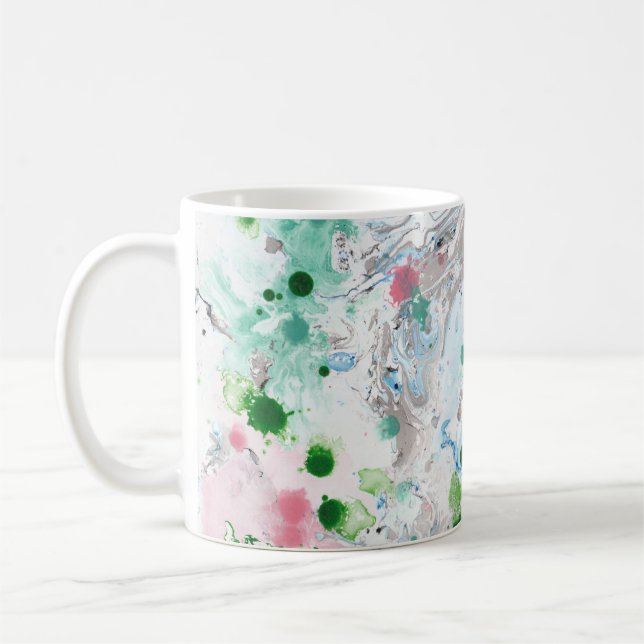 Mug Modèle moderne Abstrait couleur rose bleu vert (Gauche)