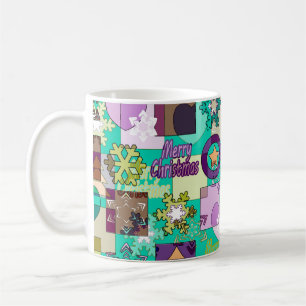 Mug Modèle moderne abstrait de flocon de neige de Noël