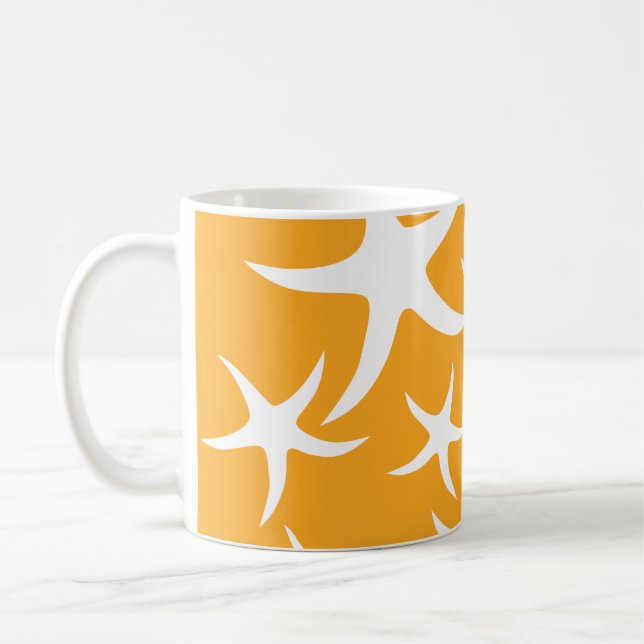 Mug Modèle orange et blanc ensoleillé d'étoiles de mer (Gauche)