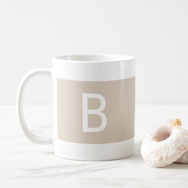 Mug Modèle Personnalisé Premier Monogramme Moderne Tan (Avec donut)