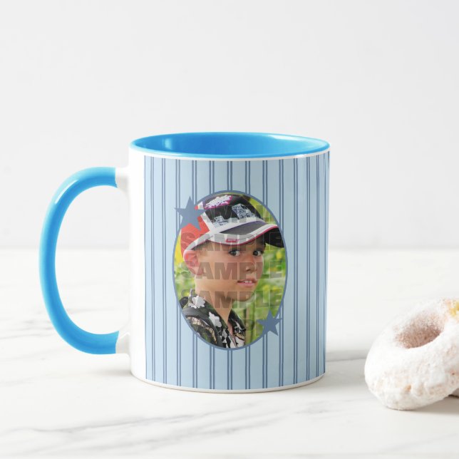 Mug Modèle photo bleu personnalisé (Avec donut)