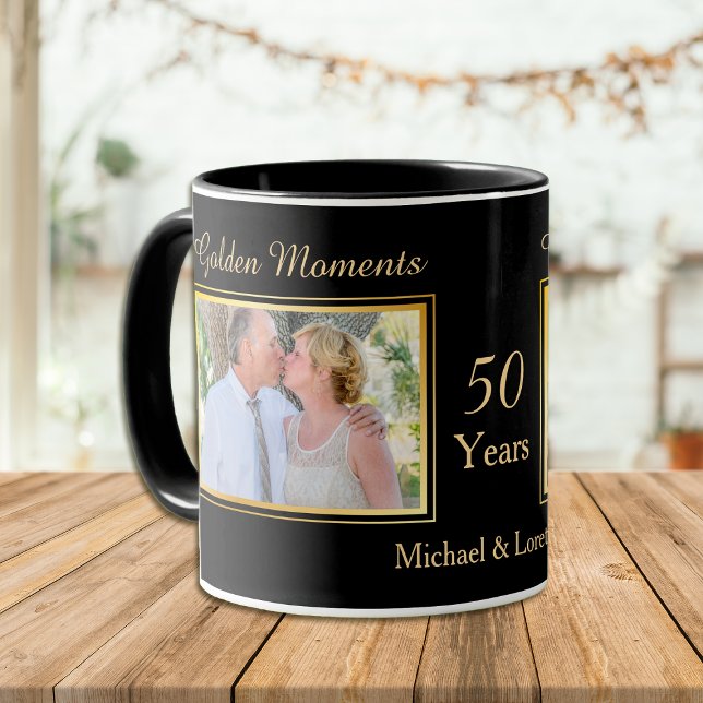 Mug Modèle photo de l'anniversaire du Mariage d'or (Créateur téléchargé)
