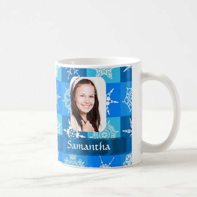 Mug Modèle photo de motif de flocon bleu (Droite)