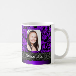 Mug Modèle photo personnalisé en dentelle violette et