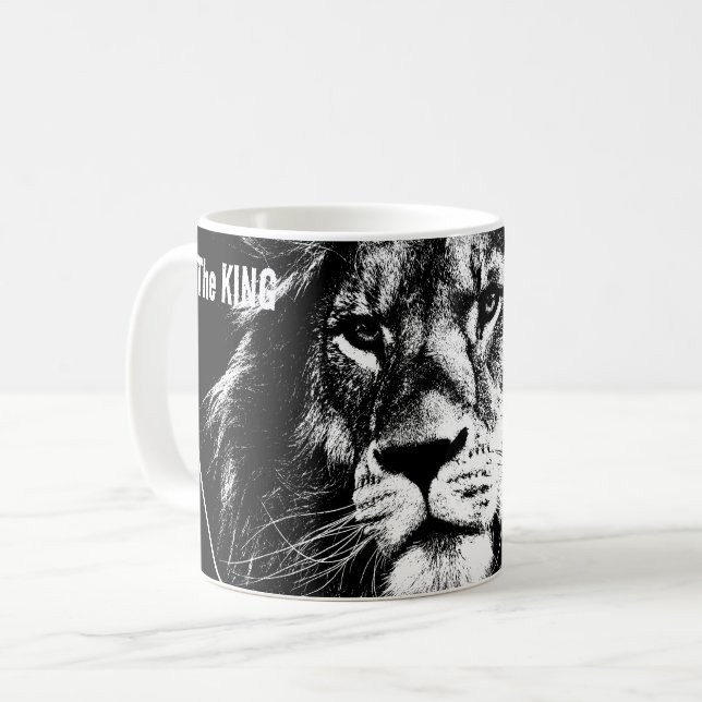 Mug Modèle Pop Art Animaux Lion Face Au Roi (Devant gauche)